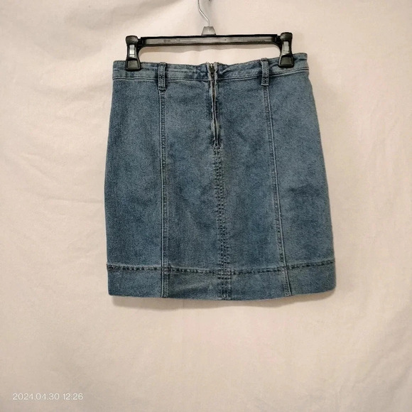 Hayden Los Angeles size Small Denim Accent Tie Waist Retro Mini Skirt Boho - Picture 2 of 7